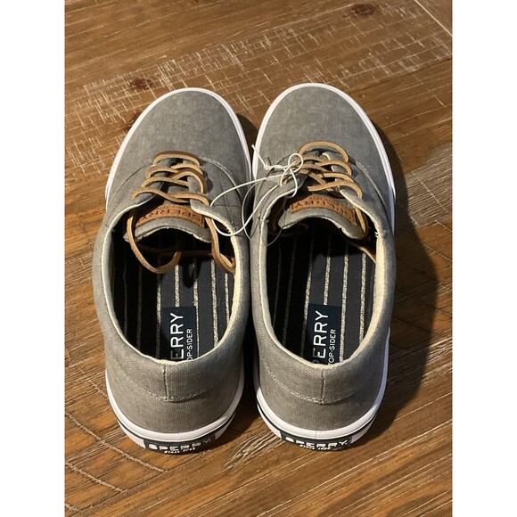 New Grey Sperry Striper II 8 Men’s CVO Top Sider Leather Lace Box Canvas Shoe - Picture 8 of 9